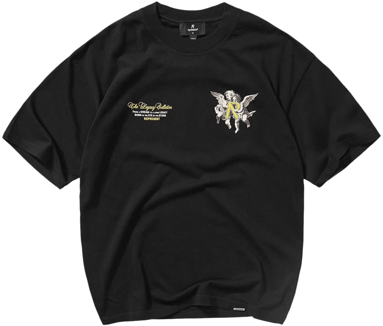 Represent Represent T-Shirt Nera con Logo Cherubini Zwart
