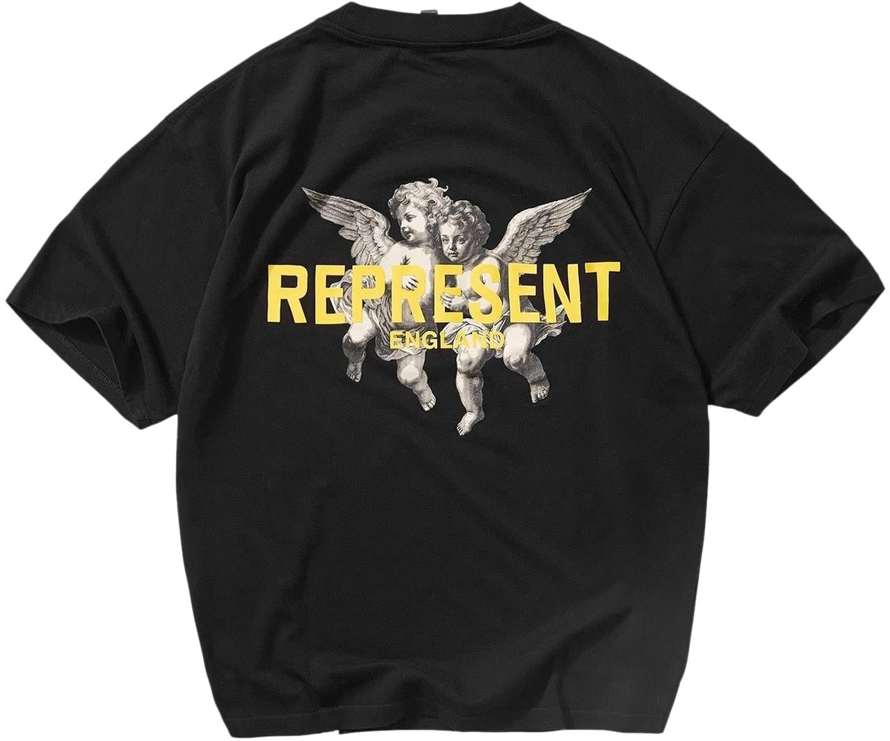 Represent Represent T-Shirt Nera con Logo Cherubini Zwart