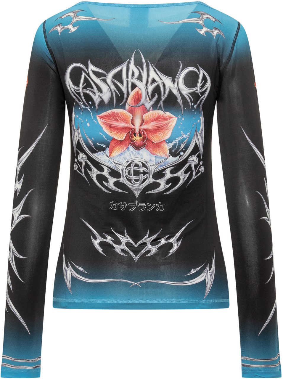 Casablanca Top Casablanca a Maniche Lunghe con Stampa Floreale Zwart