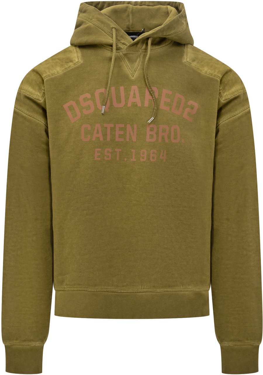 Dsquared2 Dsquared2 Felpa Marrone con Cappuccio Logo Bruin