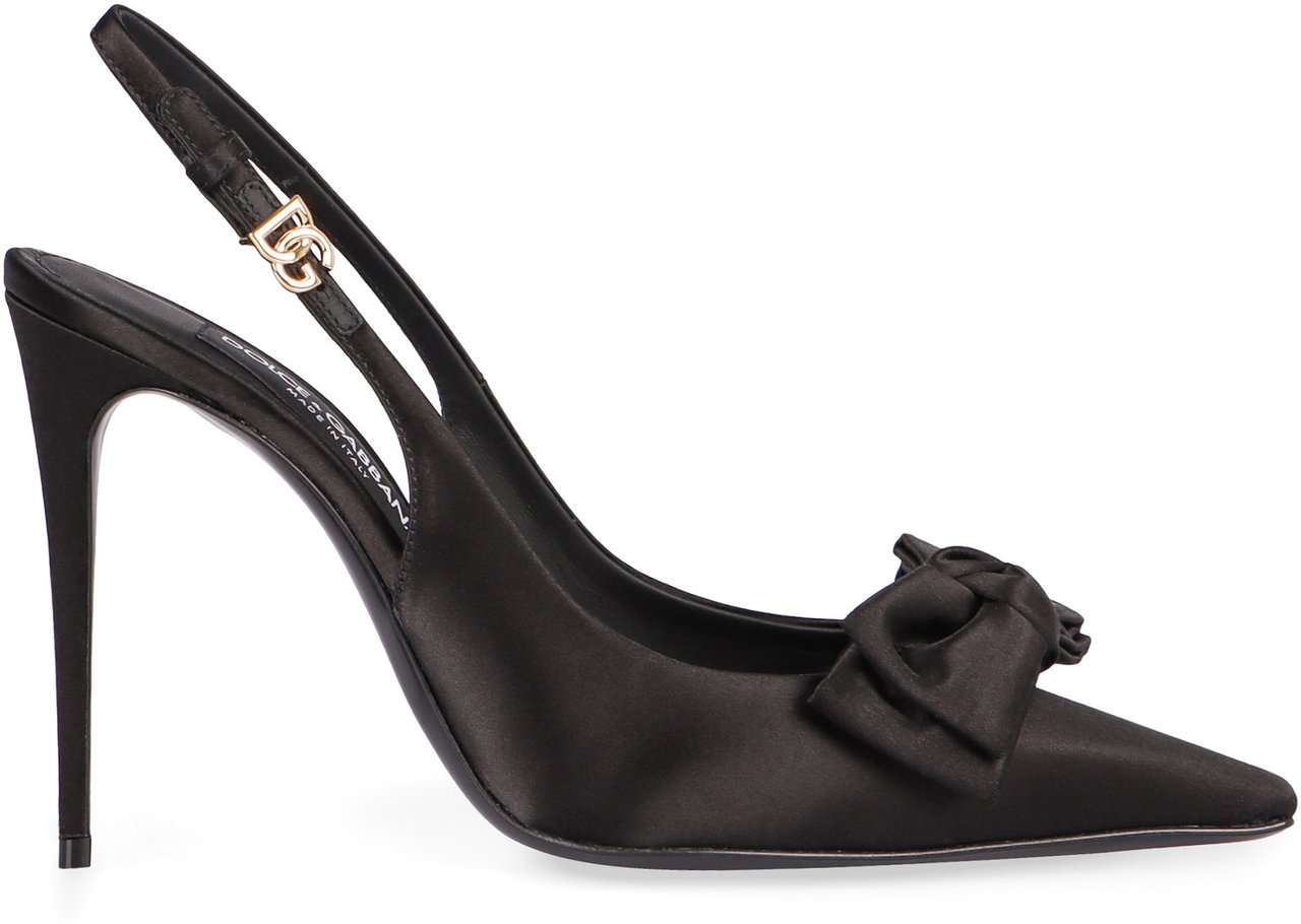 Dolce & Gabbana Satin slingback pumps Zwart
