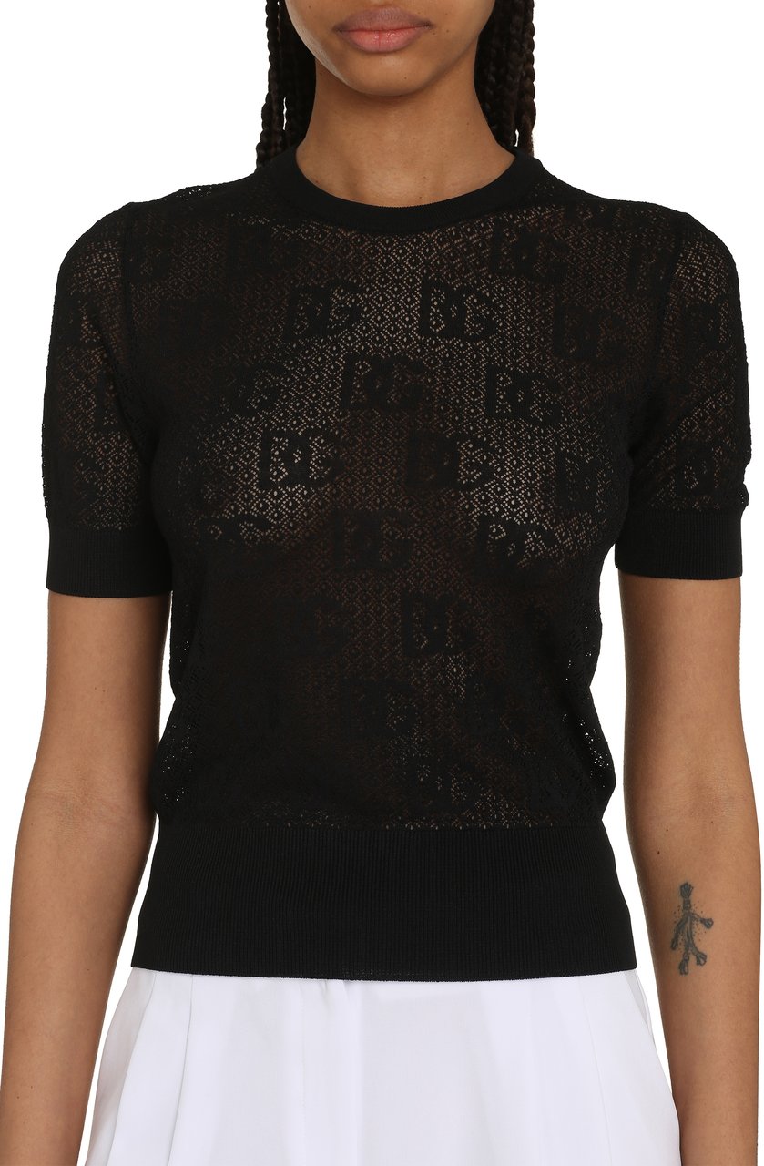 Dolce & Gabbana Jacquard knit t-shirt Zwart