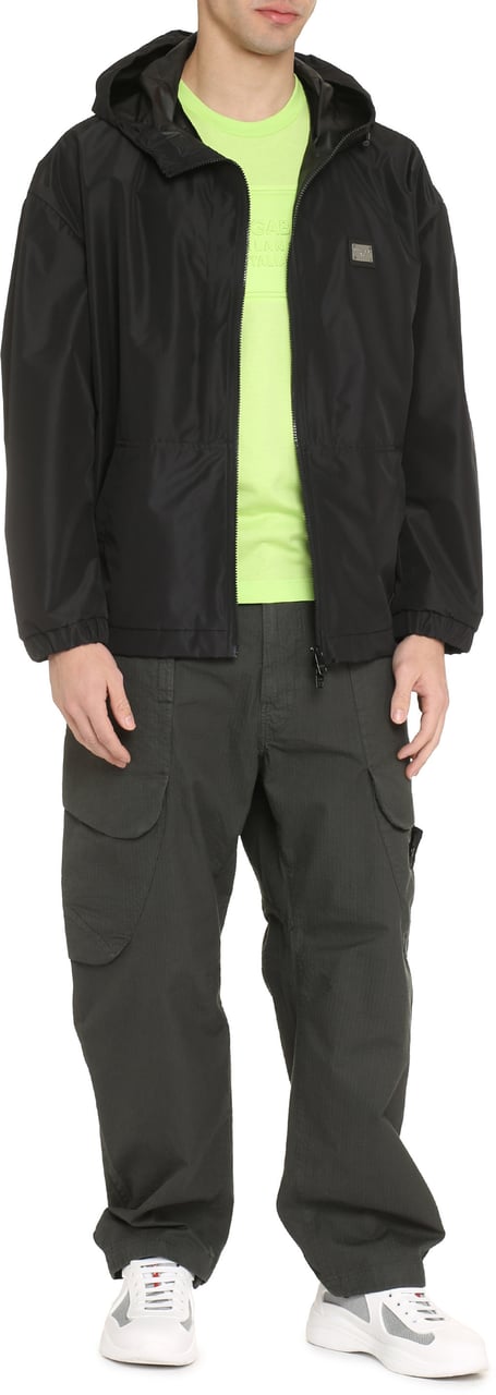 Dolce & Gabbana Technical fabric hooded jacket Zwart