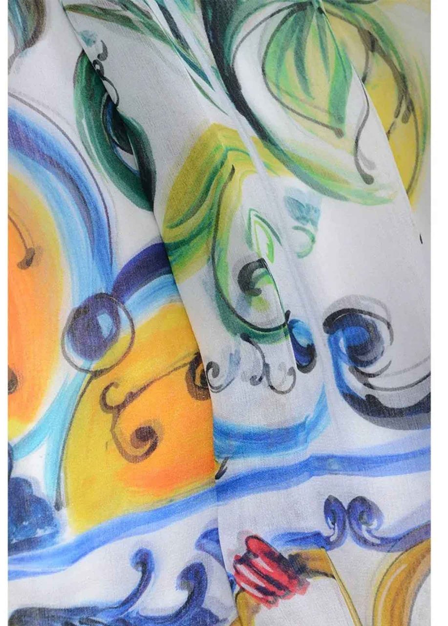 Dolce & Gabbana Dolce & Gabbana Silk Maiolica Dress Wit