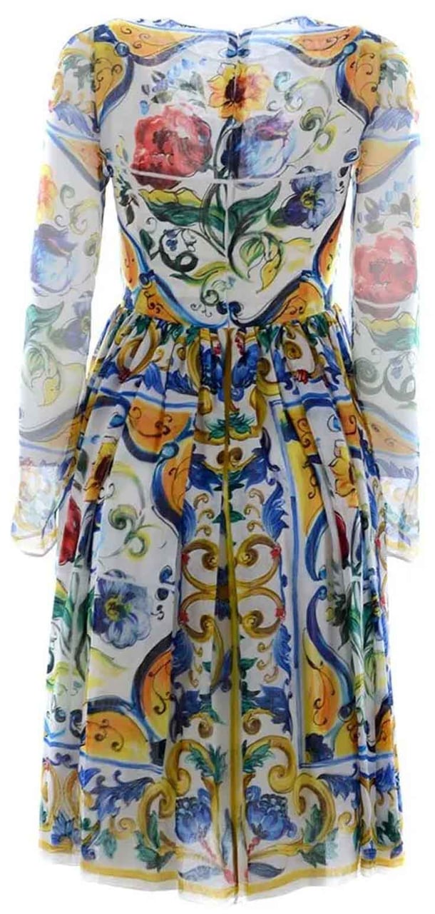 Dolce & Gabbana Dolce & Gabbana Silk Maiolica Dress Wit