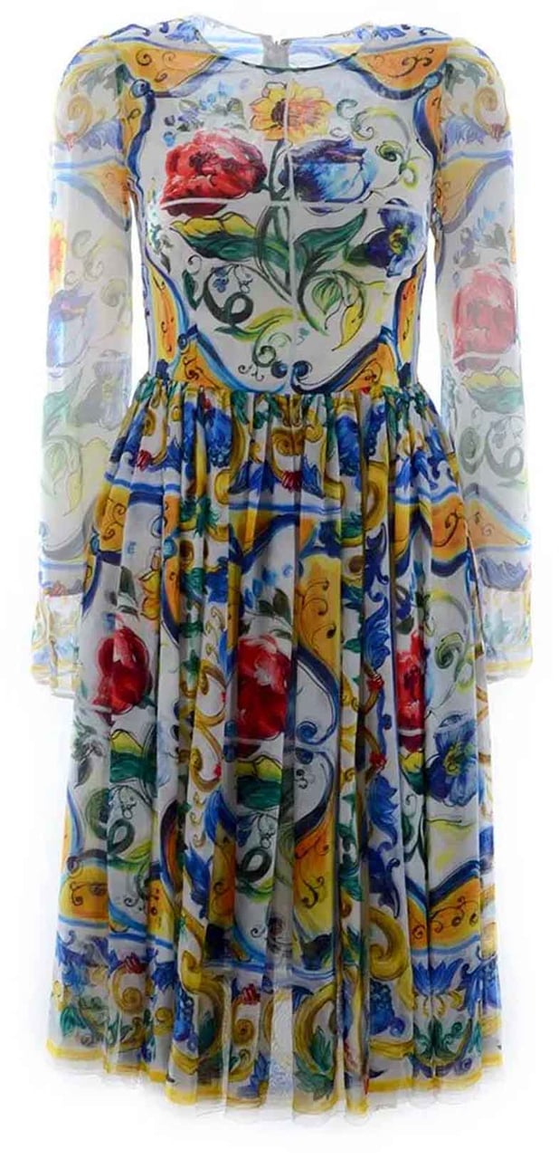 Dolce & Gabbana Dolce & Gabbana Silk Maiolica Dress Wit