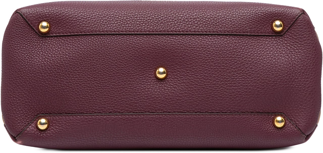 Burberry Medium Leather and House Check Banner Satchel Paars