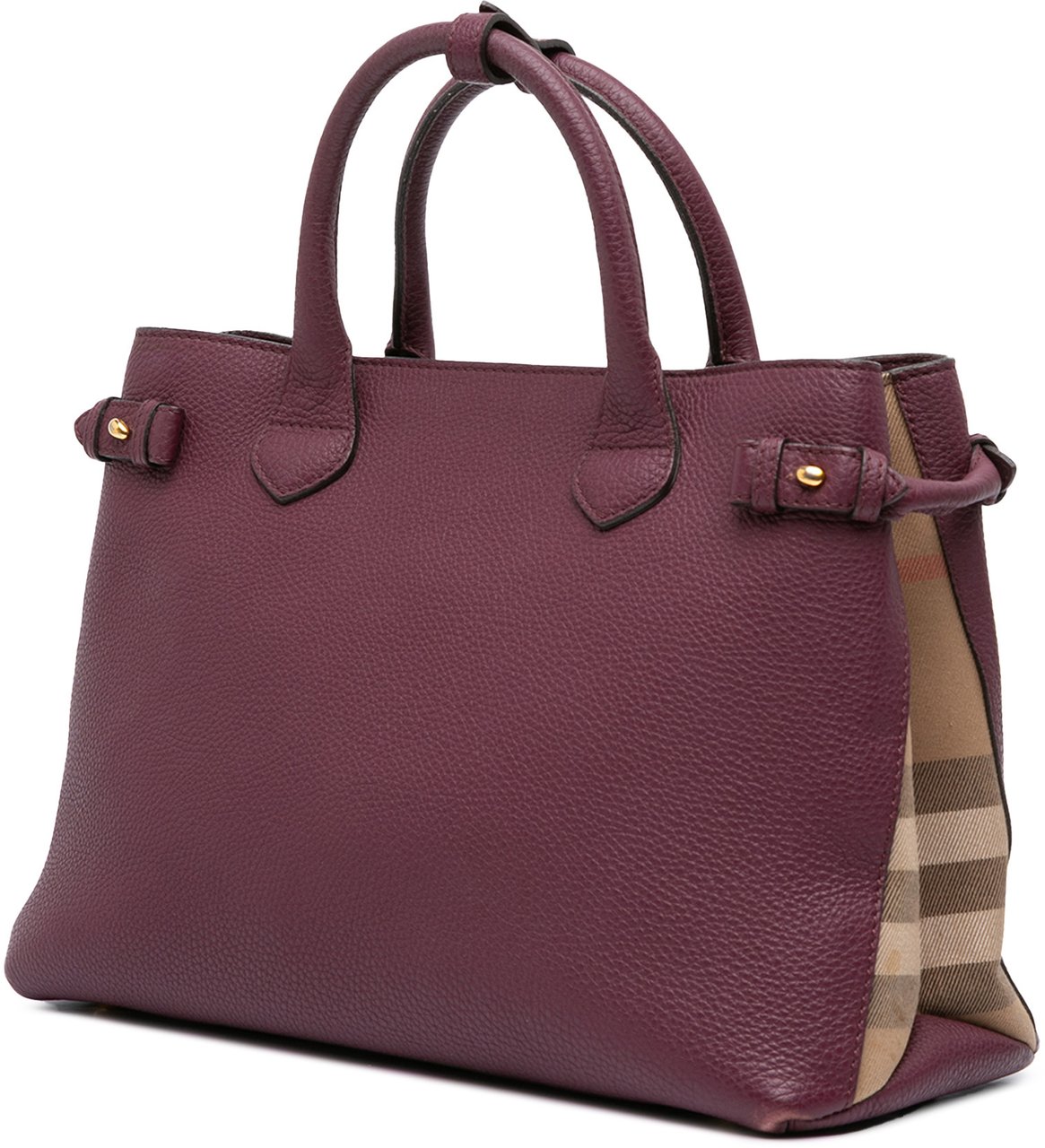 Burberry Medium Leather and House Check Banner Satchel Paars