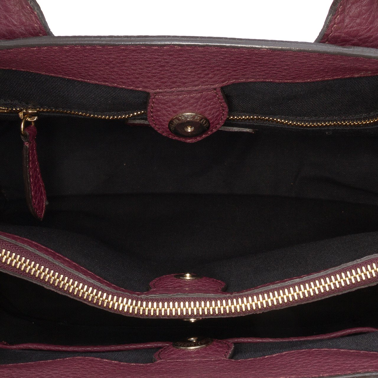 Burberry Medium Leather and House Check Banner Satchel Paars