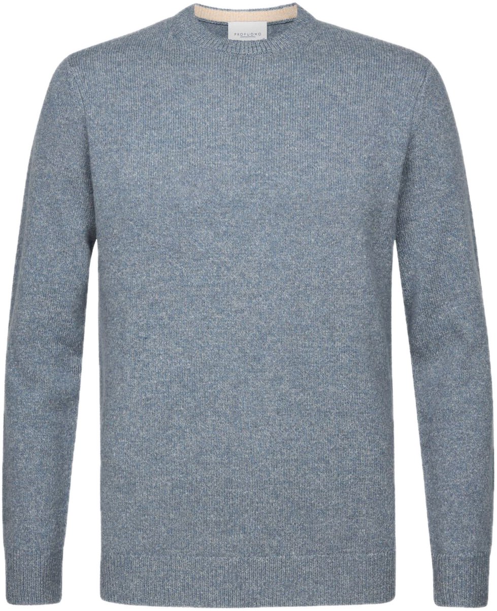 Profuomo Blauwe wol blend crewneck Blauw