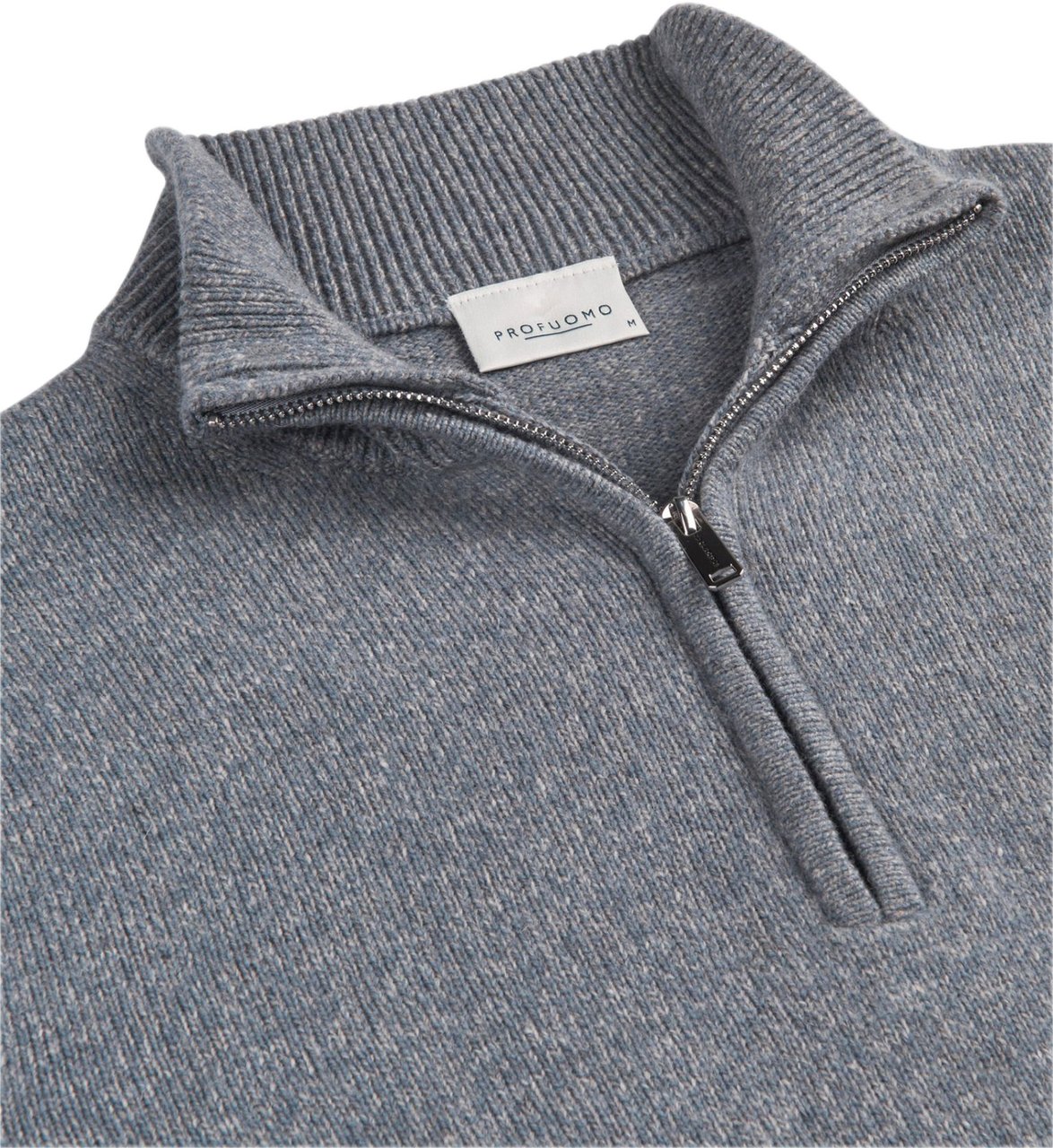 Profuomo Blauwe wollen half zip Blauw
