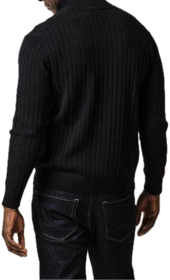 Profuomo Navy wol blend rib half zip Blauw