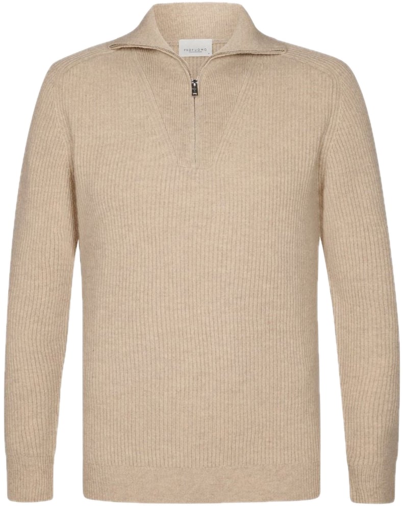 Profuomo Beige wollen schipperstrui Beige