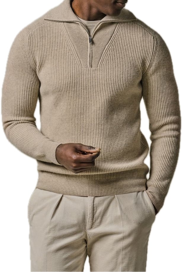 Profuomo Beige wollen schipperstrui Beige