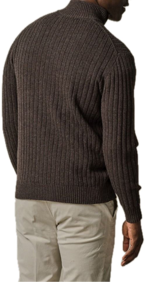 Profuomo Bruine wollen schipperstrui Bruin