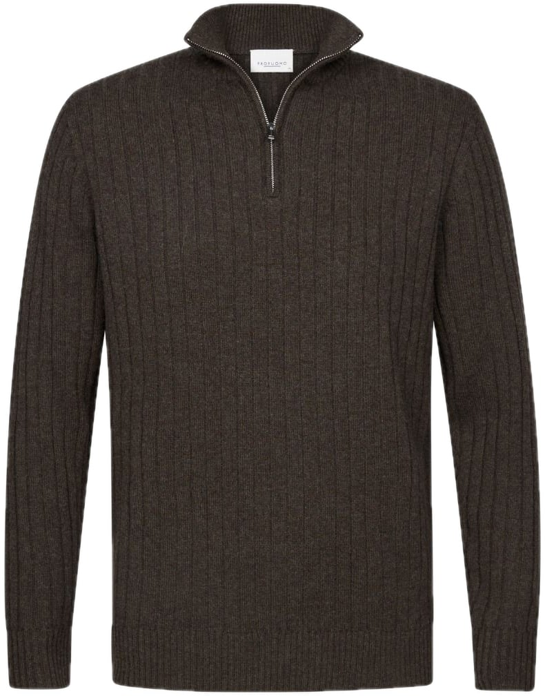 Profuomo Bruine wollen schipperstrui Bruin
