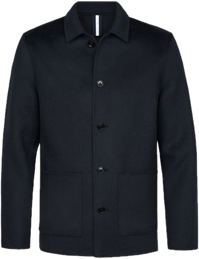 Profuomo Navy wol single layer Overshirt Blauw