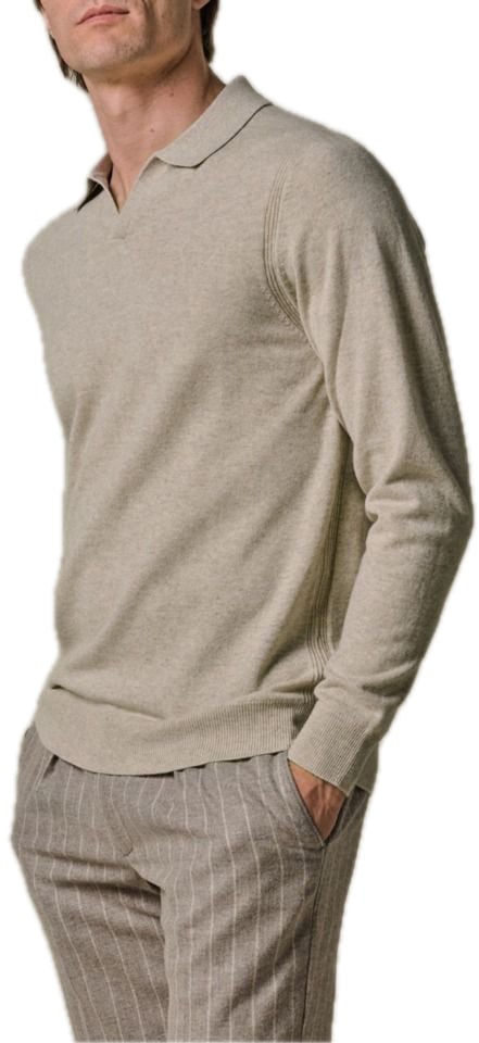 Profuomo Beige wol blend open kraag polo Beige