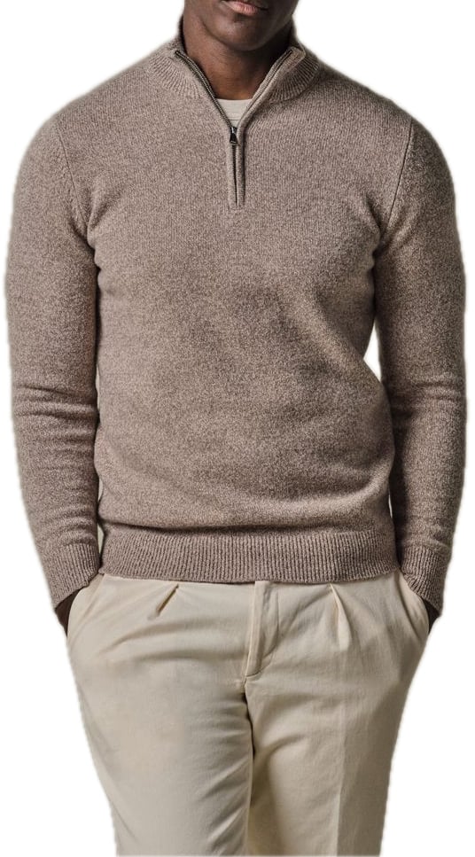Profuomo Taupe wollen half zip Bruin