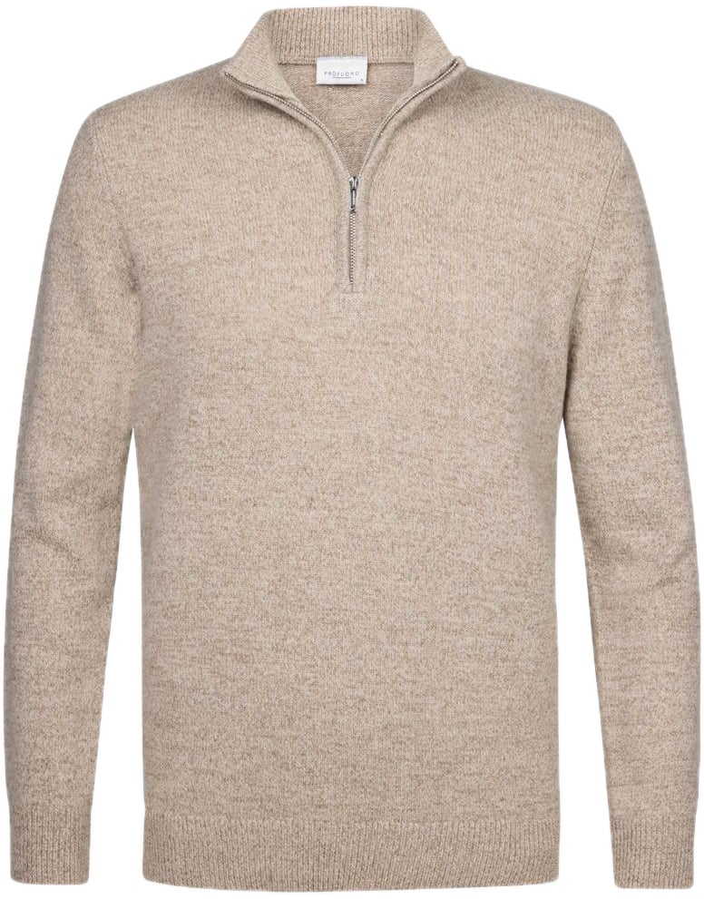 Profuomo Taupe wollen half zip Bruin