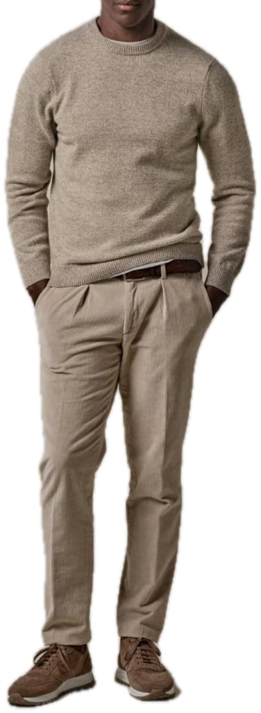 Profuomo Beige wol blend crewneck Bruin