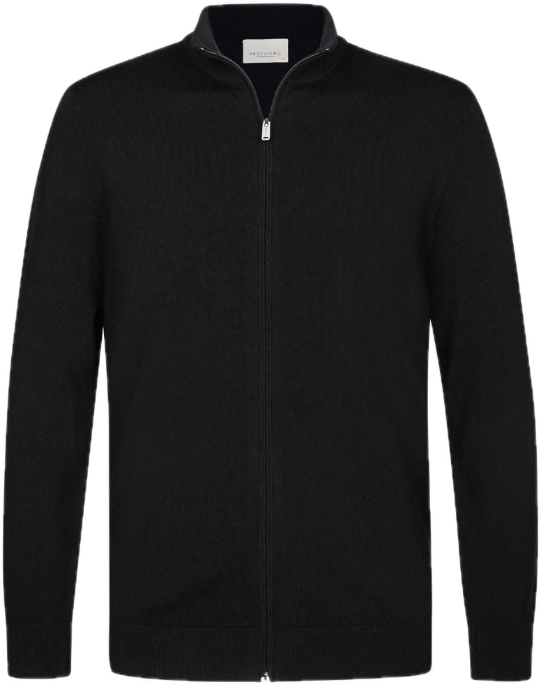 Profuomo Navy luxury basic full zip Blauw
