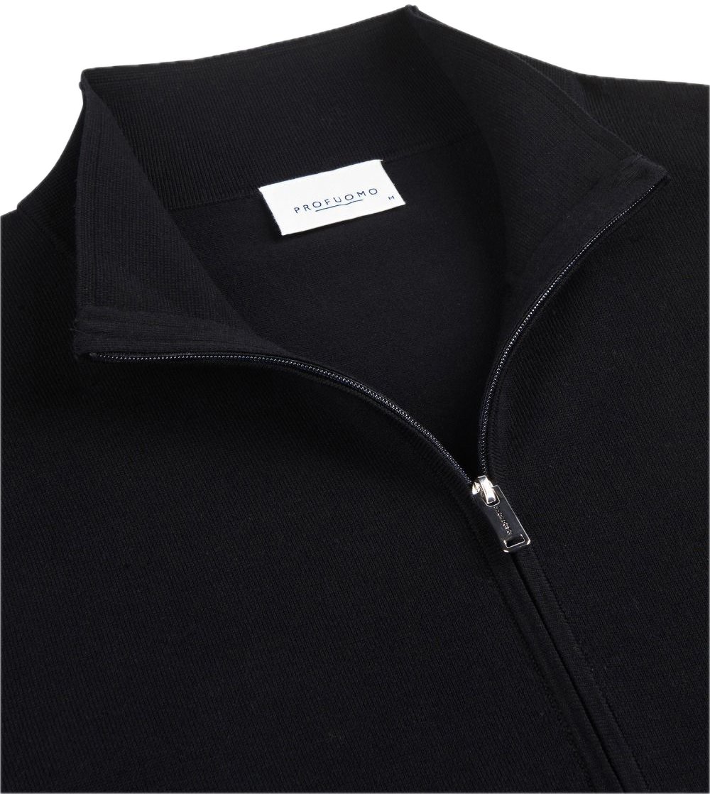 Profuomo Navy luxury basic full zip Blauw