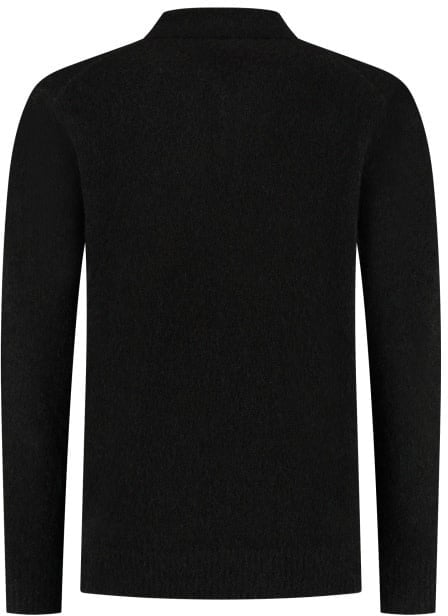Pure Path Bouclé Long Knit Polo Black Zwart