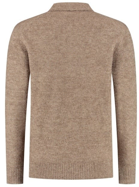 Pure Path Bouclé Long Knit Polo Taupe Taupe
