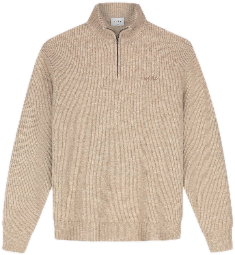 ØLÅF Mockneck zip trui Beige