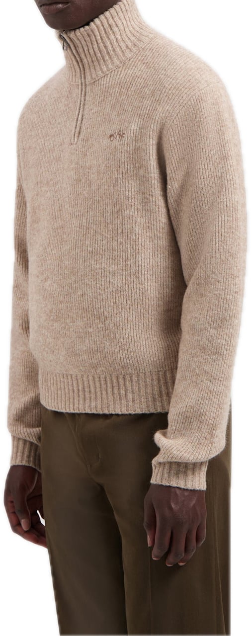 ØLÅF Mockneck zip trui Beige