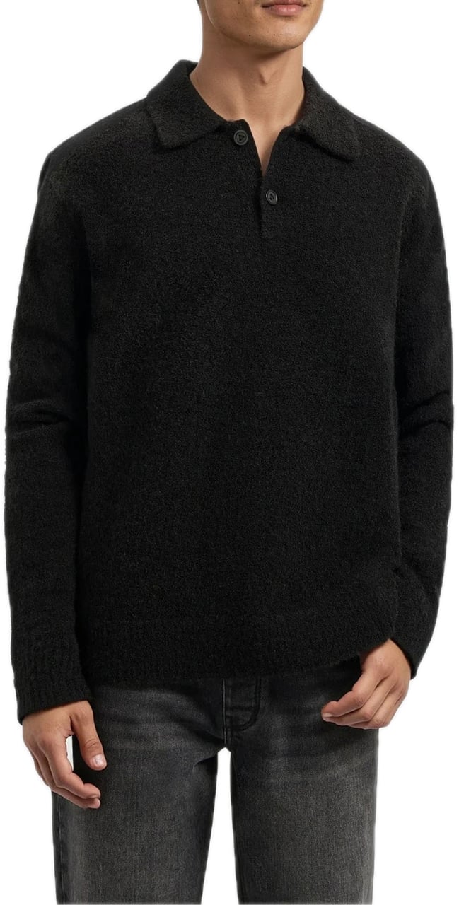 Pure Path Bouclé Knit Polo Zwart