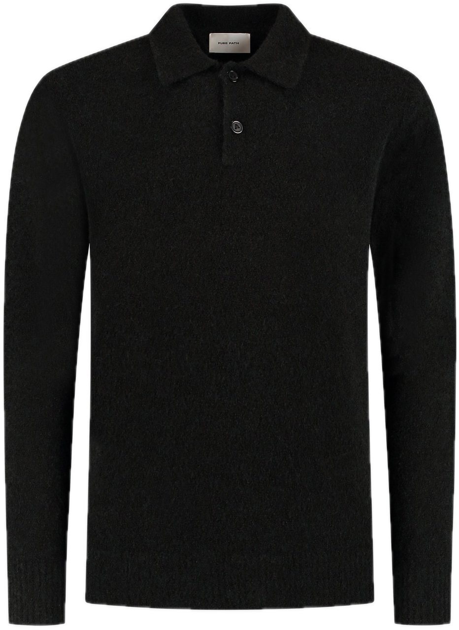 Pure Path Bouclé Knit Polo Zwart