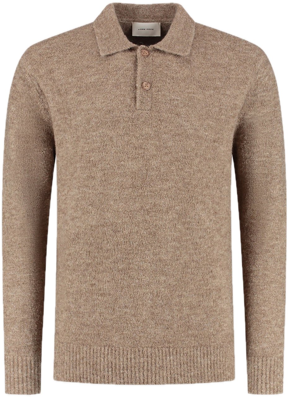 Pure Path Bouclé Knit Polo Taupe