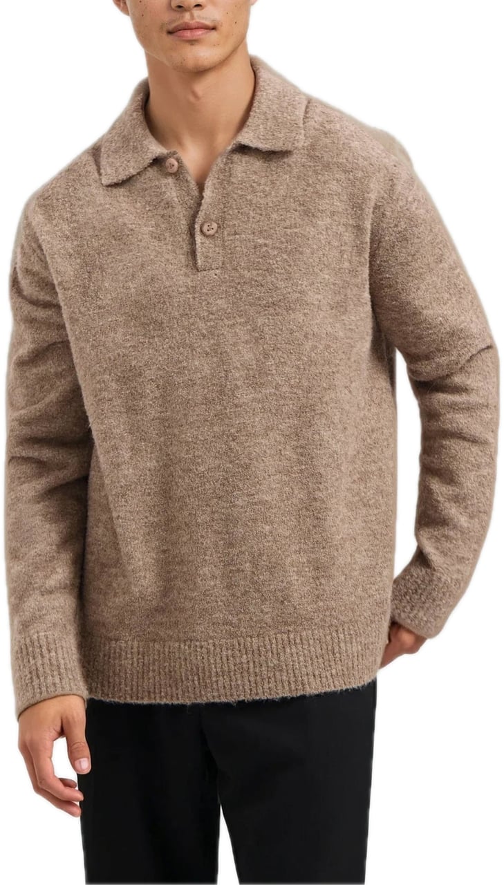 Pure Path Bouclé Knit Polo Taupe