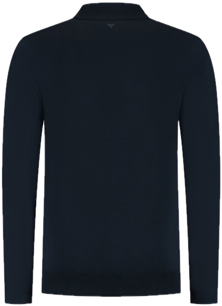 Pure Path Braided Structure Knit Polo Blauw