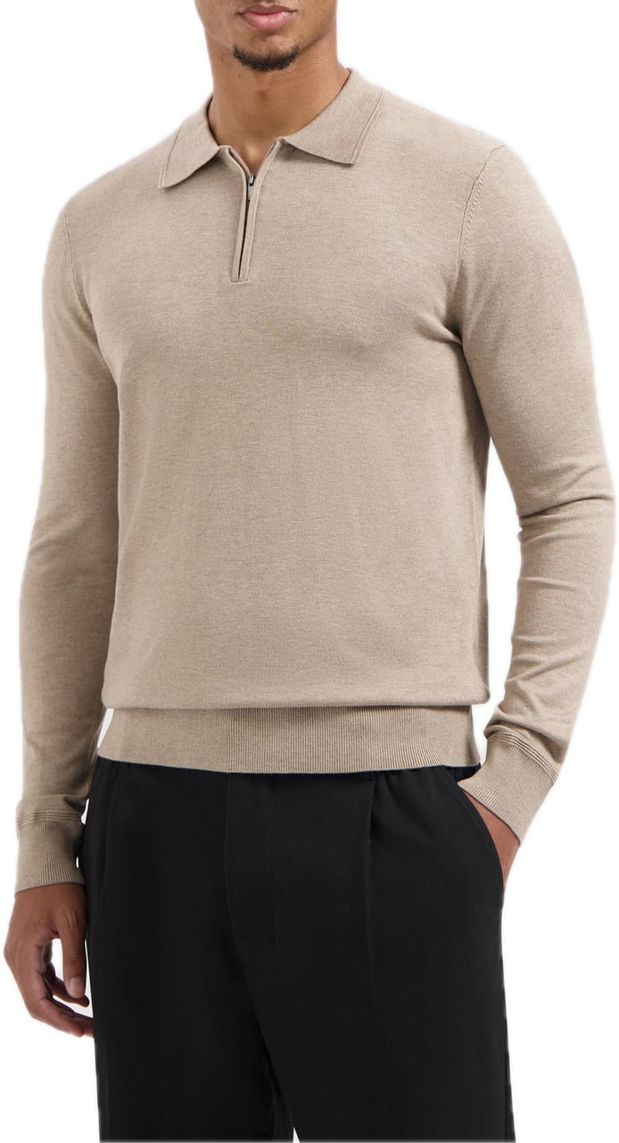 Pure Path Knit Half-zip Polo Taupe