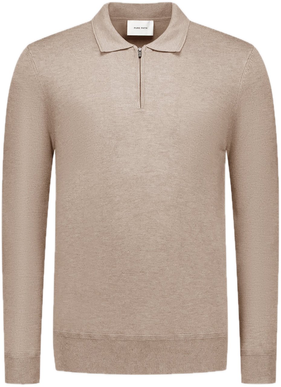 Pure Path Knit Half-zip Polo Taupe