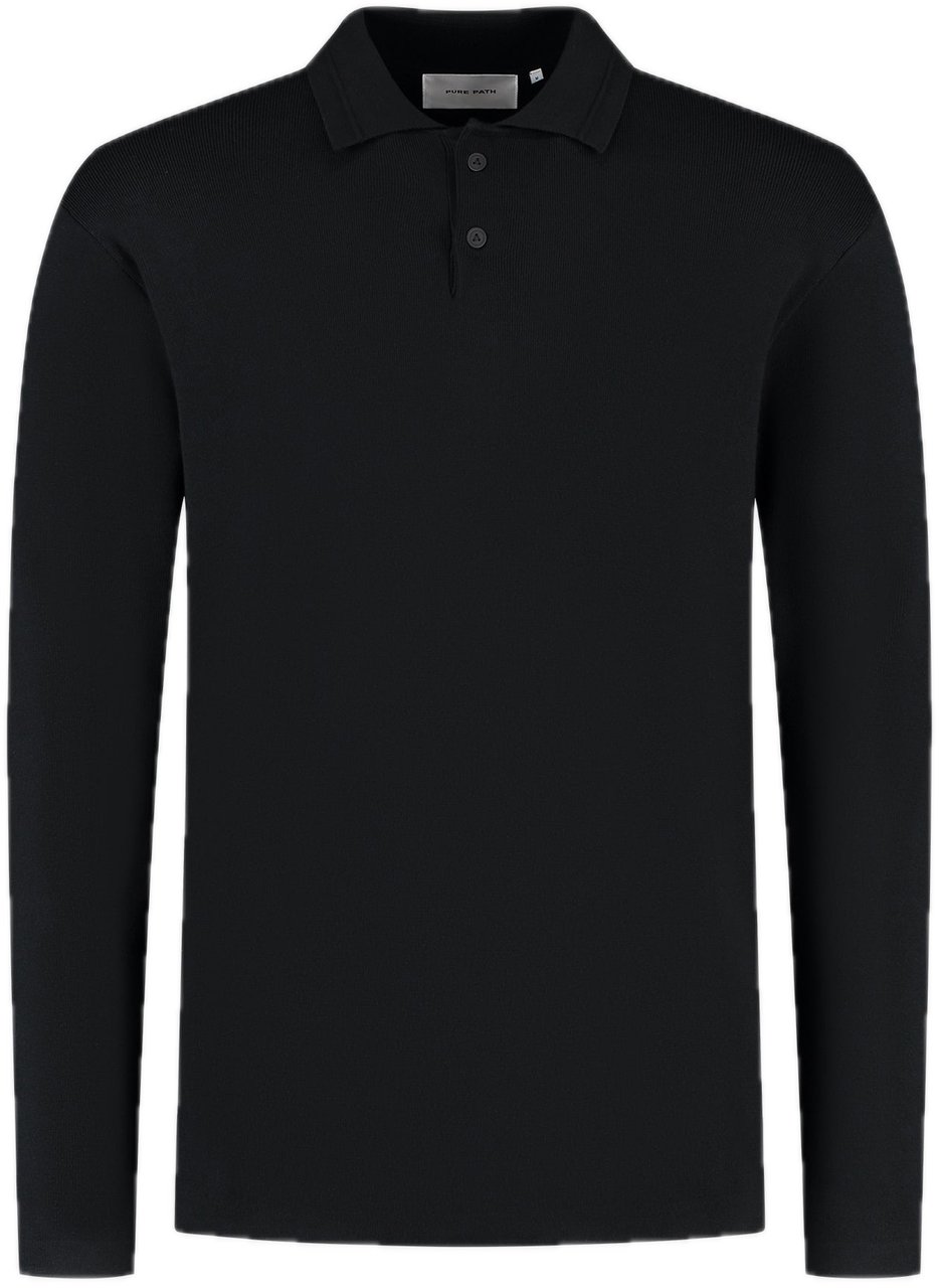 Pure Path Heavy Knit Polo Zwart