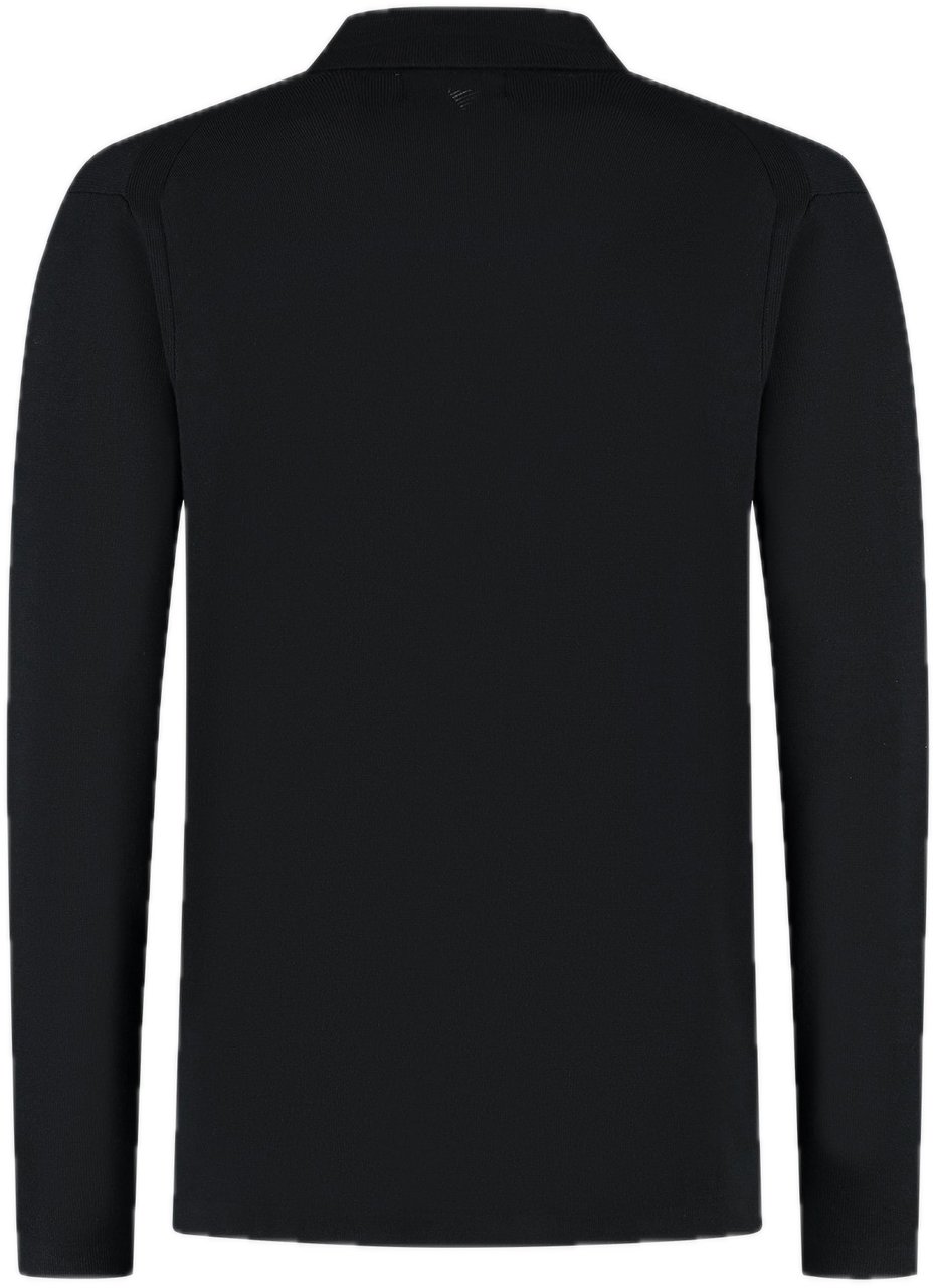 Pure Path Heavy Knit Polo Zwart