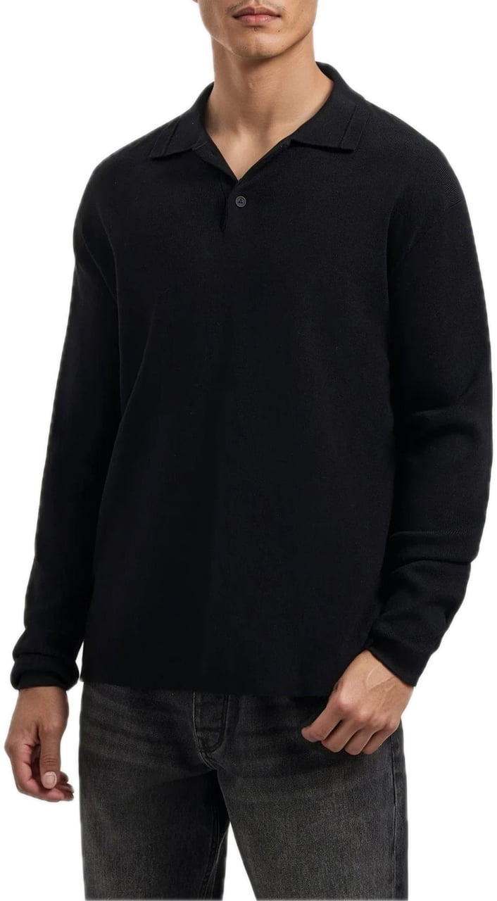 Pure Path Heavy Knit Polo Zwart