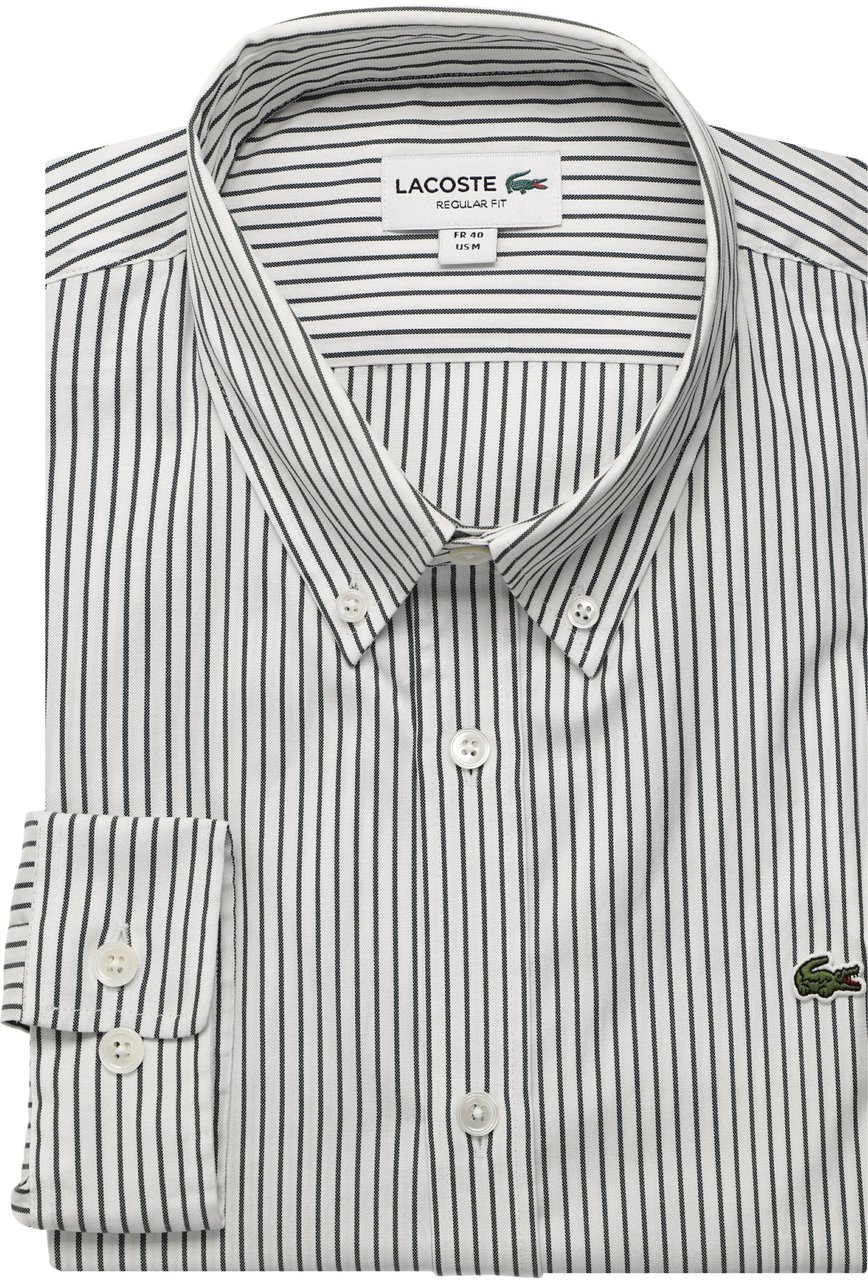 Lacoste hemd wit streep groen Wit