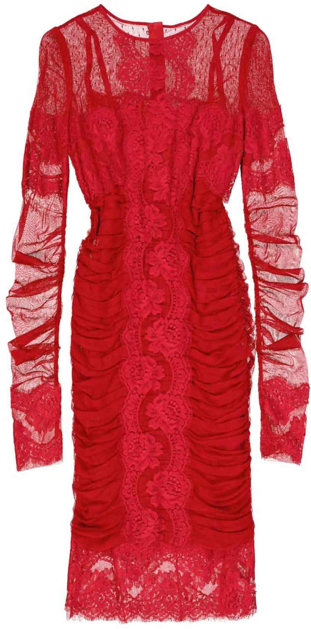 Dolce & Gabbana Dolce & Gabbana Lace Rouches Dress Rood