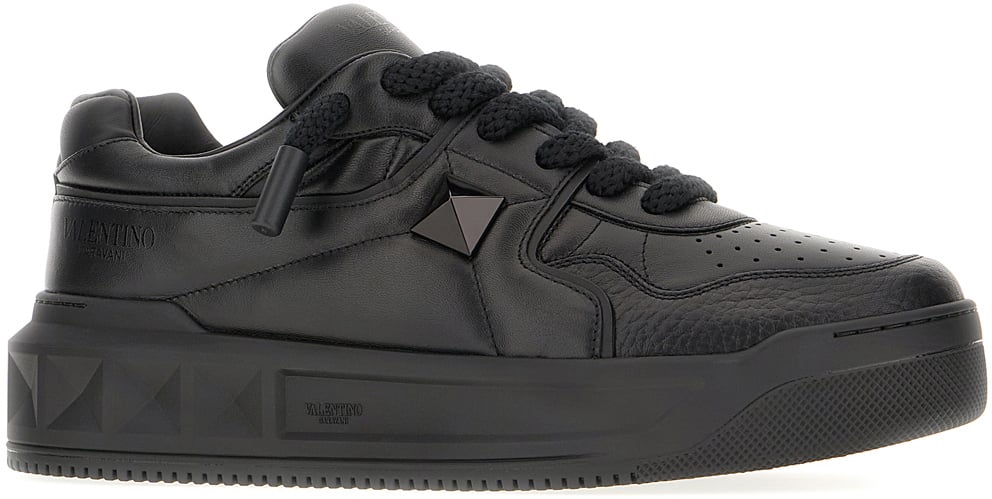 Valentino Valentino Black nappa leather One Stud XL sneakers Zwart