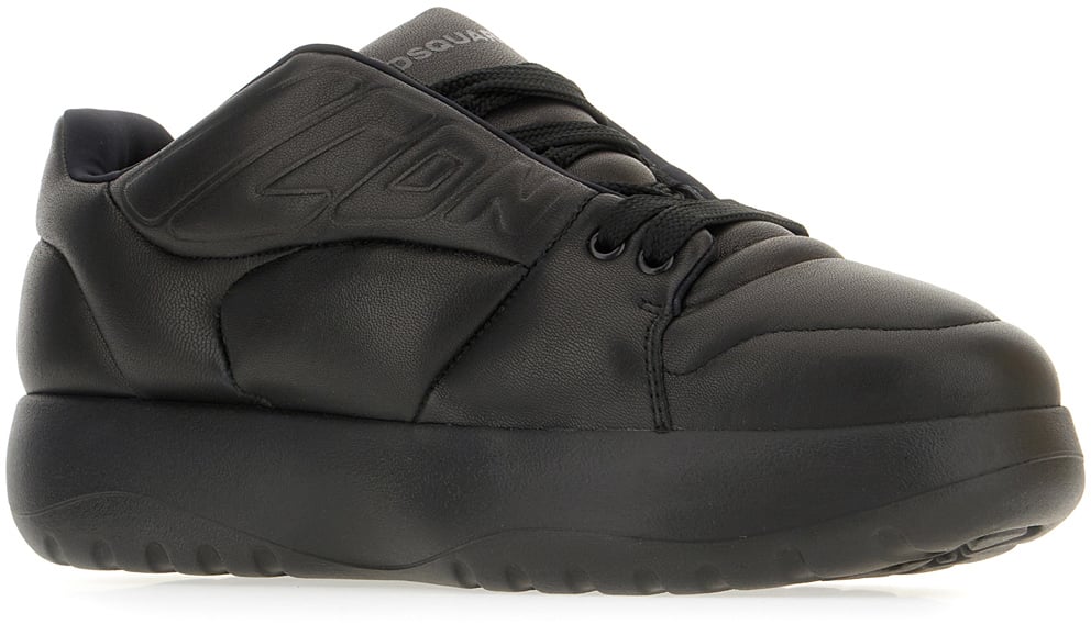 Dsquared2 Dsquared2 Black nappa leather Puffer sneakers Zwart