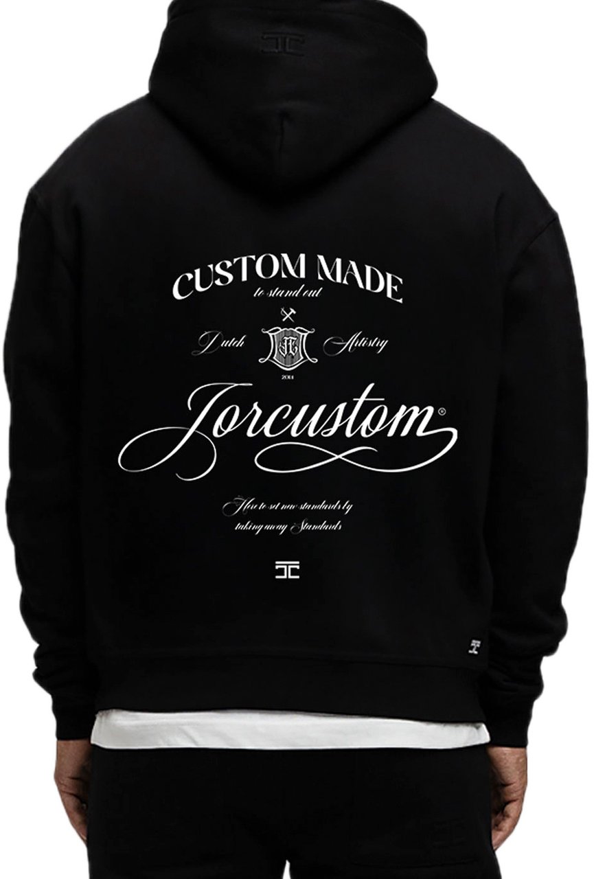 JORCUSTOM Handscript FoS Hoodie Black Zwart