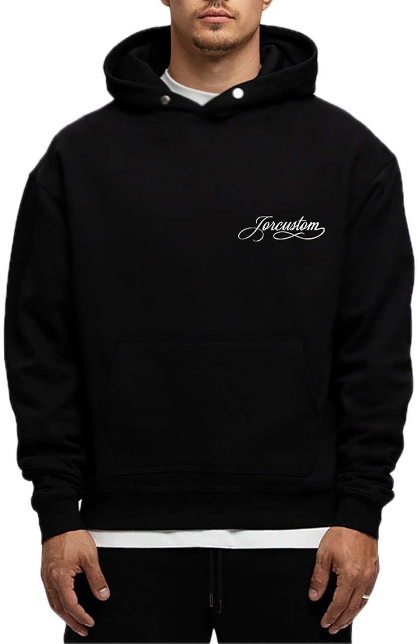 JORCUSTOM Handscript FoS Hoodie Black Zwart