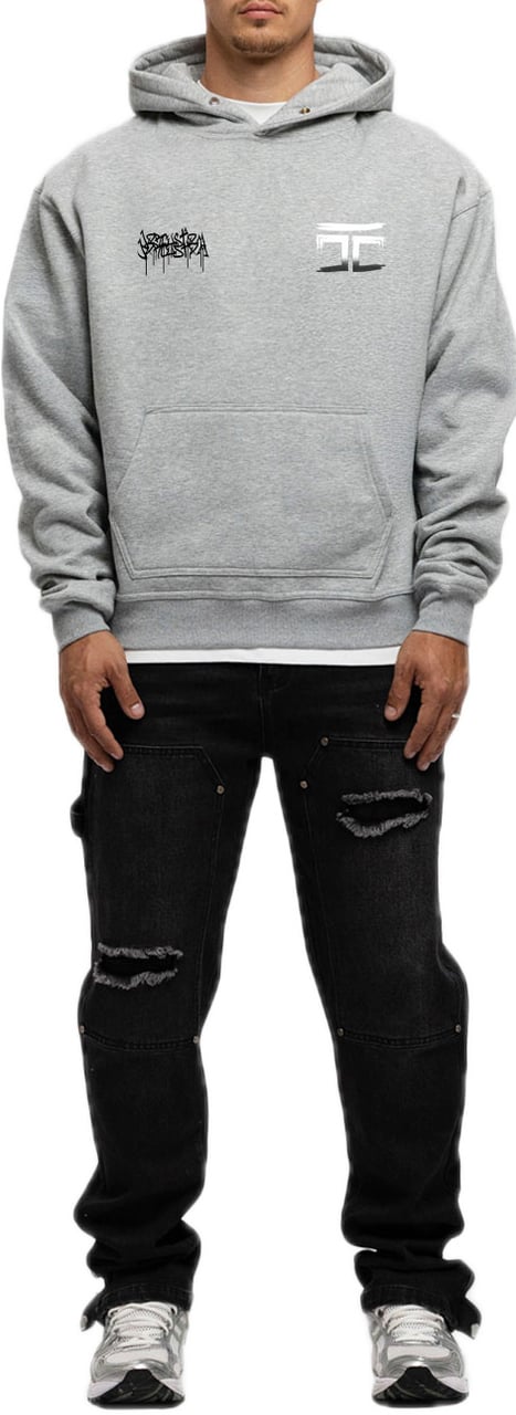 JORCUSTOM Graffiti FoS Hoodie GreyMelange Grijs