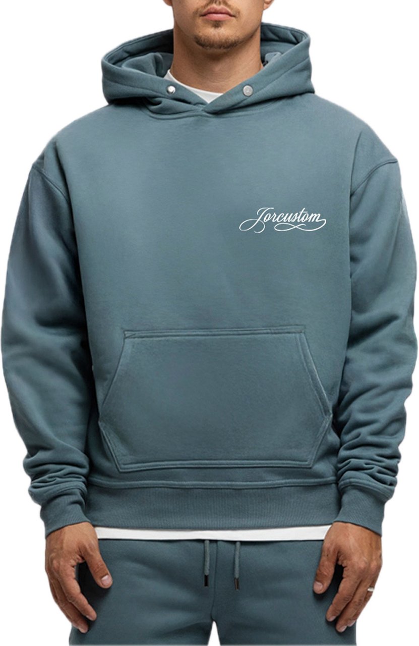 JORCUSTOM Handscript FoS Hoodie OceanBlue Blauw