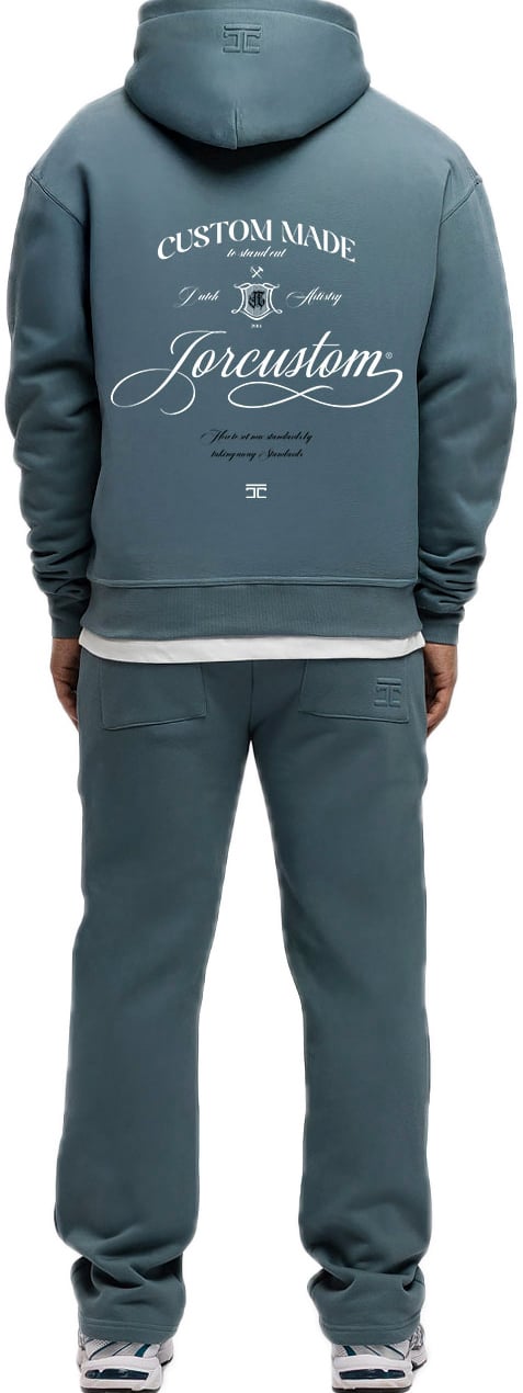 JORCUSTOM Handscript FoS Hoodie OceanBlue Blauw